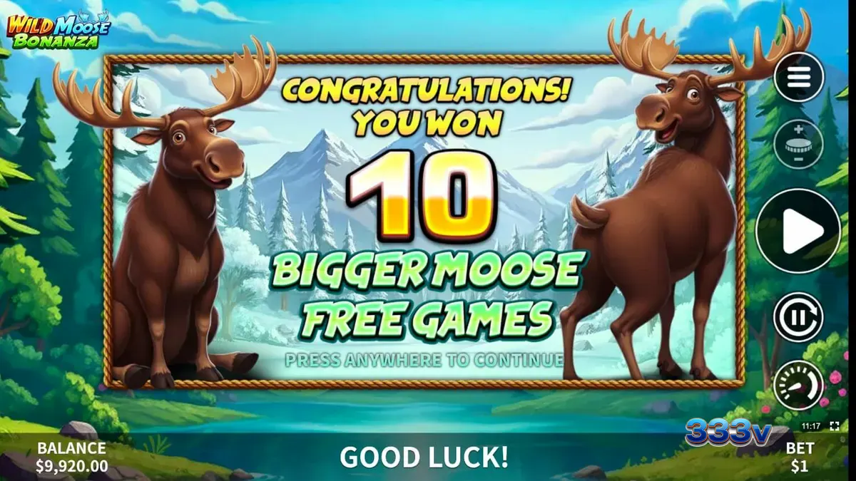 Pemandangan hutan liar dengan simbol moose dalam permainan Wild Moose Bonanza